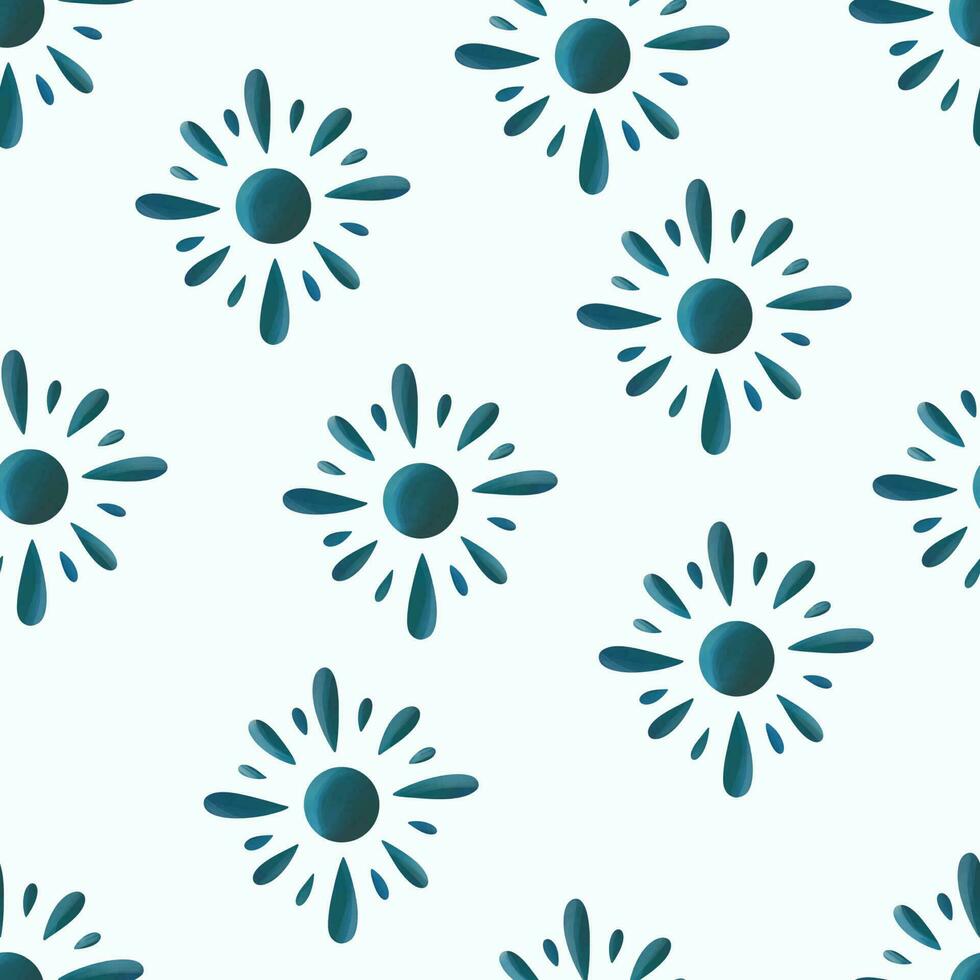 Seamless pattern with abstract shapes in blue and green. Colorful vector illustration.