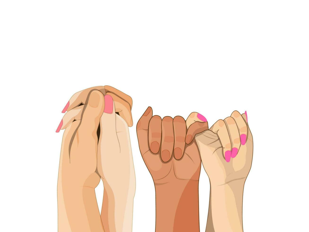 Couple Holding Hands Like As One Finger Hold And Intertwined Finger On White Background. vector
