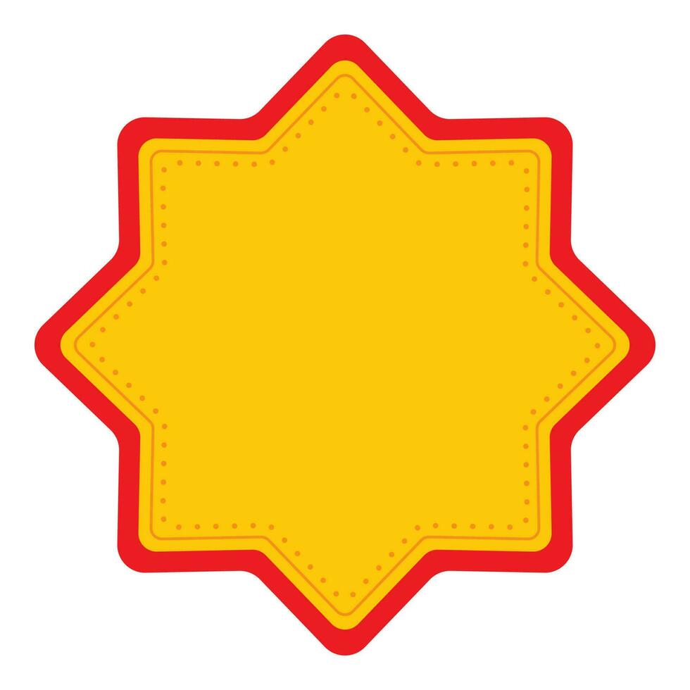 blanco estrella etiqueta o marco elemento en cromo amarillo y rojo color. vector