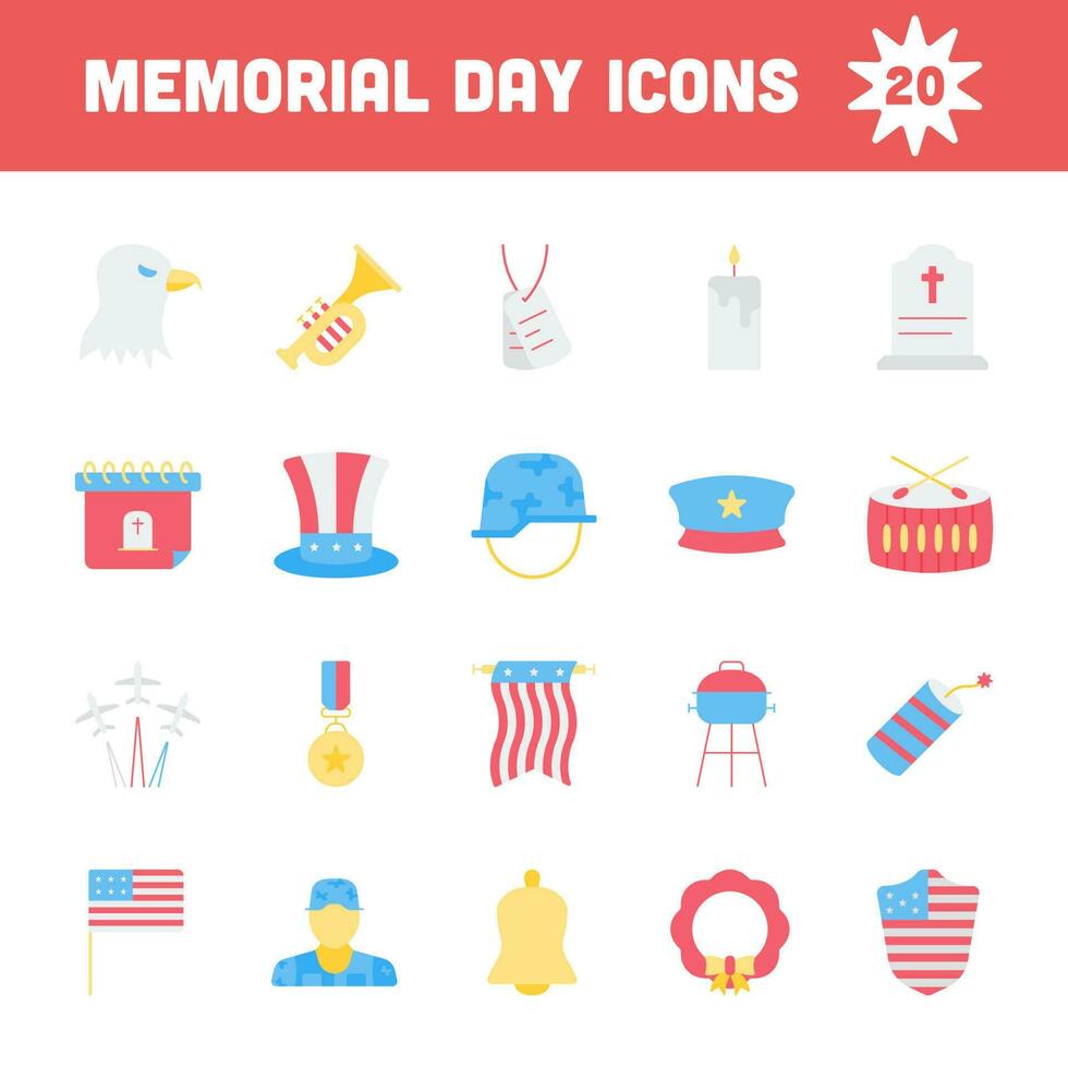 Flat Style Memorial Day Icon Or Symbol. vector