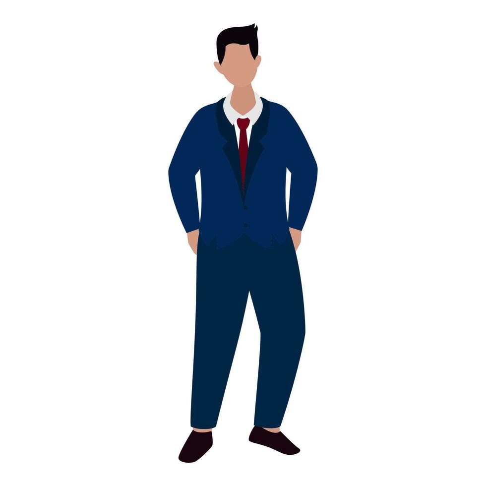 Faceless Businessman Standing On White Background. vector