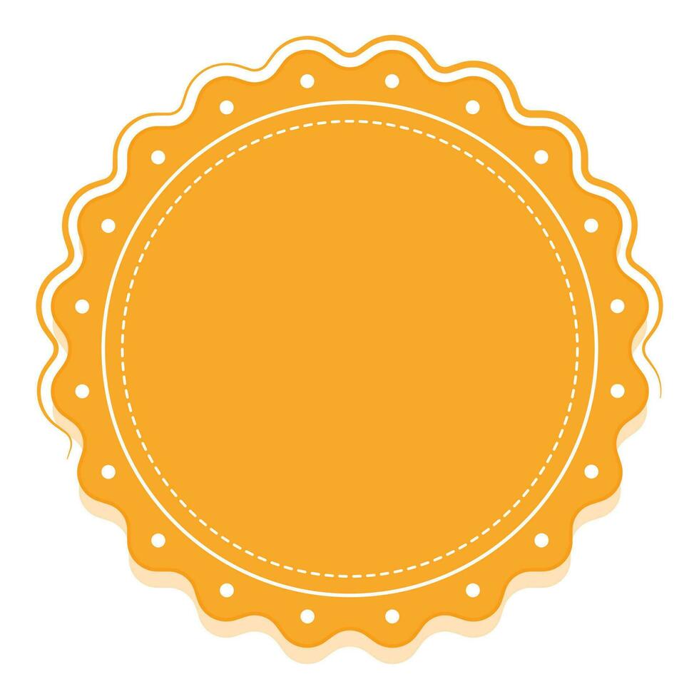 Blank Round Badge Or Label Element In Chrome Yellow Color. vector