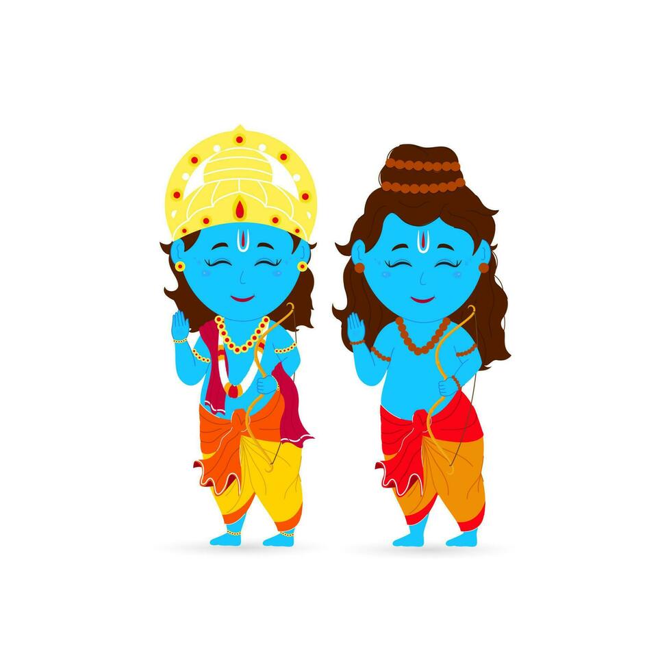 Lord Rama And Lakshman Giving Blessings In Standing Pose. vector