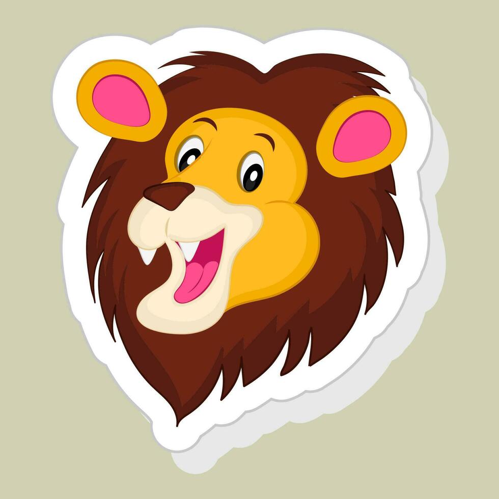 Sticker or label of Happy Lion. vector