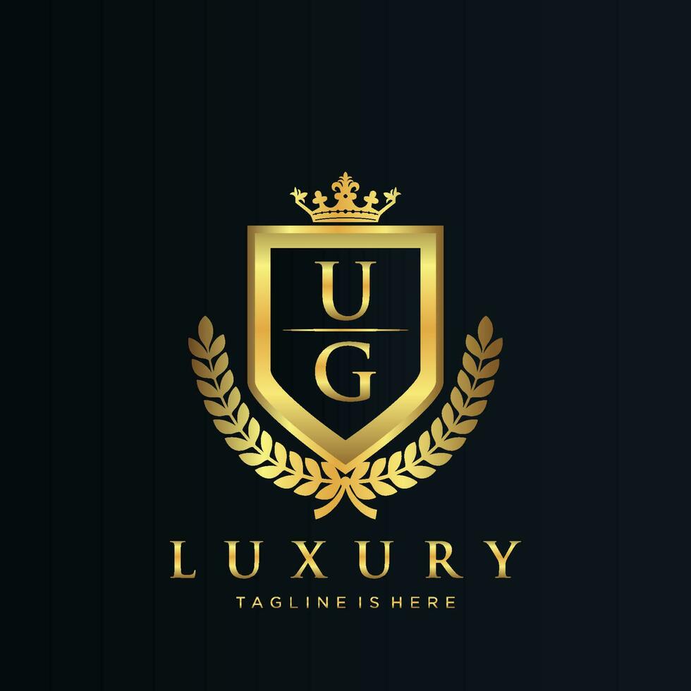 UG Letter Initial with Royal Luxury Logo Template vector