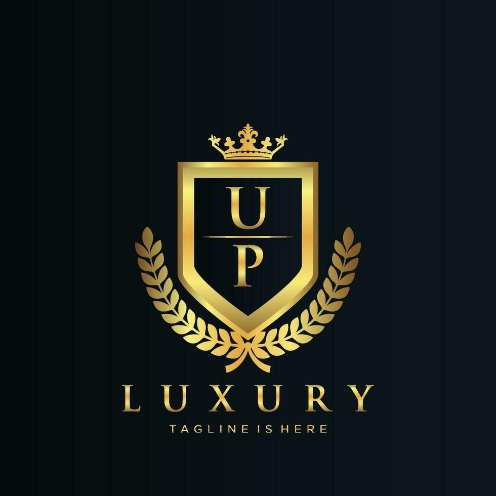 UP Letter Initial with Royal Luxury Logo Template vector