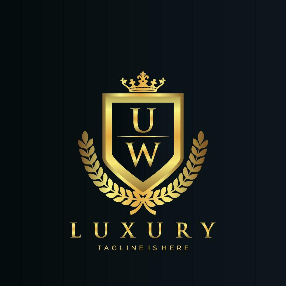 uw letra inicial con real lujo logo modelo vector