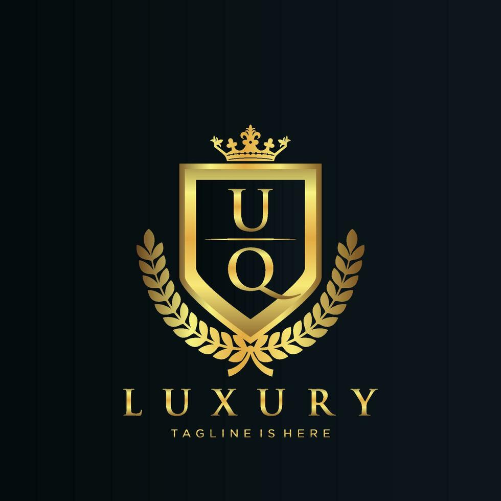 UQ Letter Initial with Royal Luxury Logo Template vector