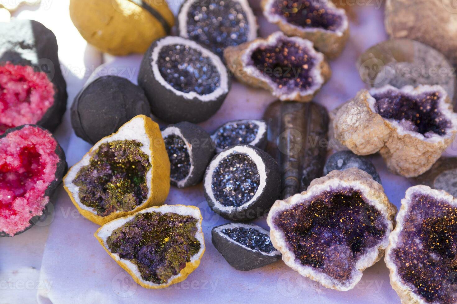 Geodes for sale at a Moroccan souk photo