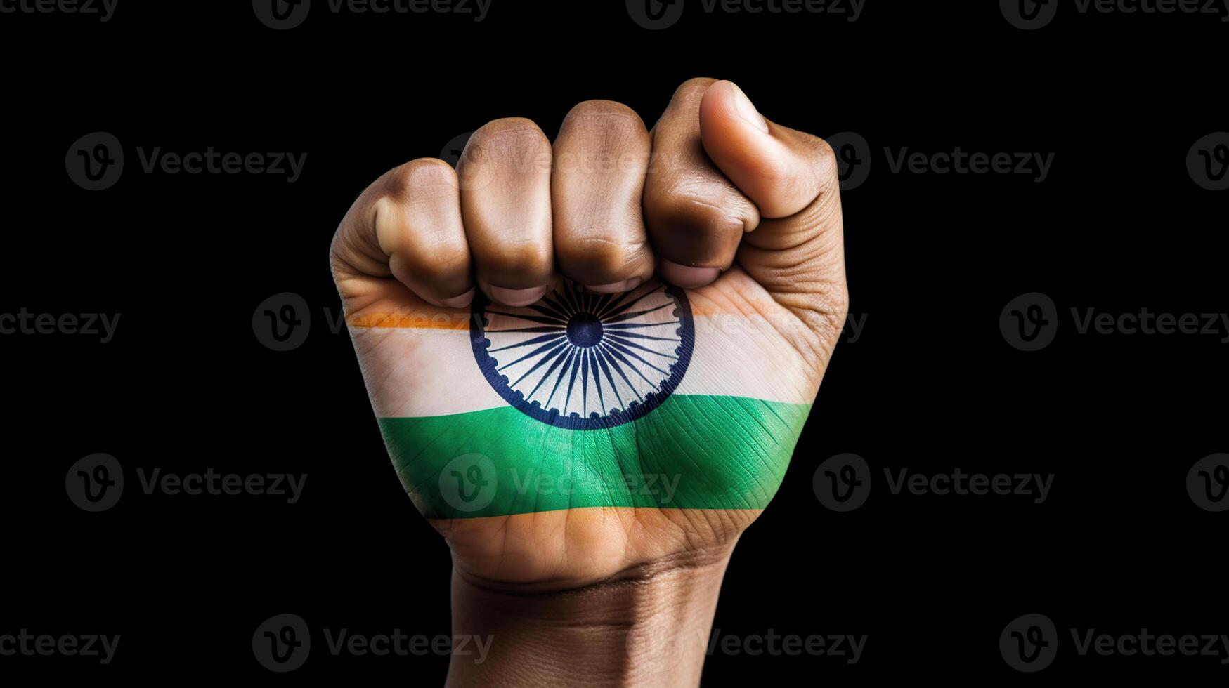 India nacional bandera modelo en del líder primero aislado en azul cielo para humano igual derechos, labor día concepto, generativo ai foto