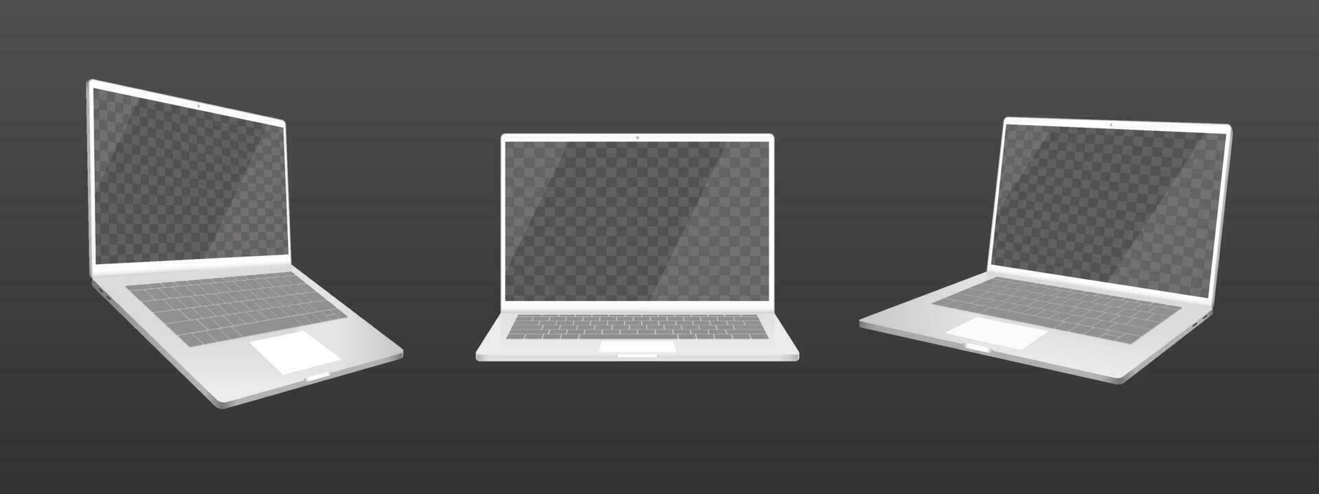 White Laptop Mockup Template Collection Set vector