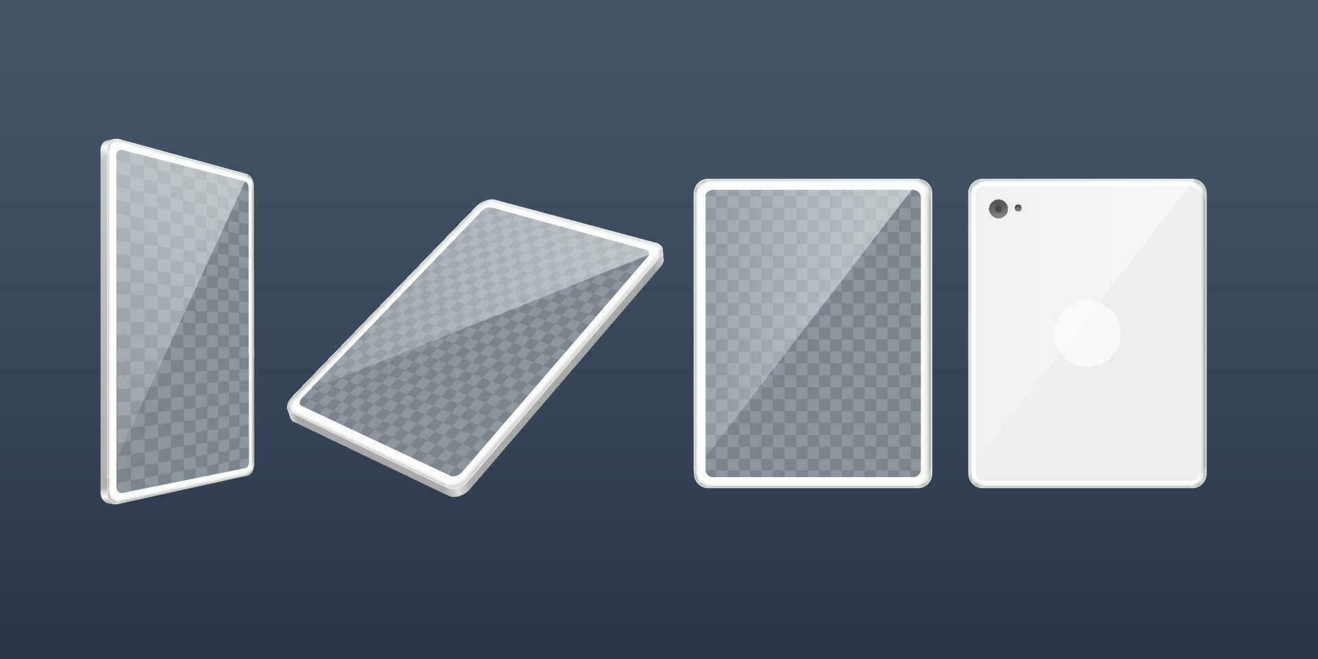 White Tablet Mockup Template Collection Set vector