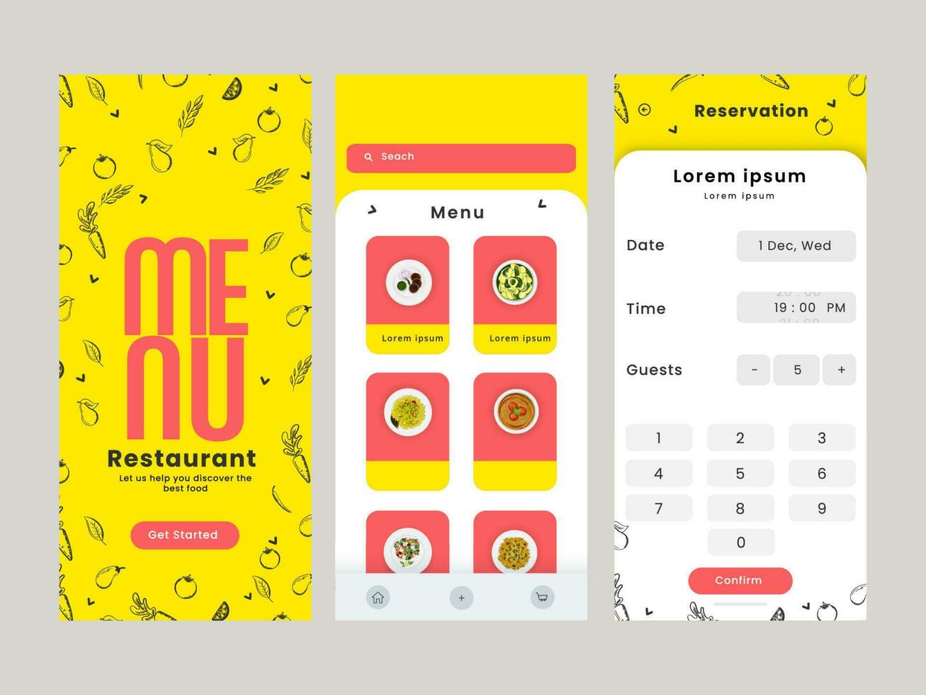 Set Of Restaurant Menu Card Template Layout On Gray Background. vector