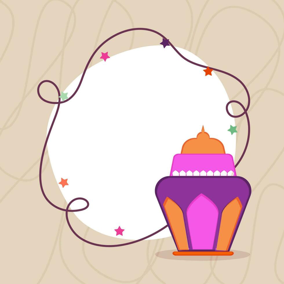 Islamic Holy Month, Ramadan Kareem greeting card with traditional lantern and space for your text. vector