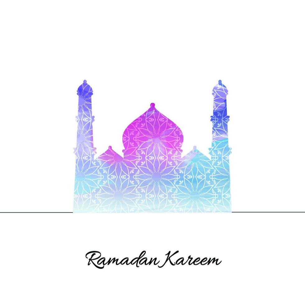 Ramadan Kareem Poster Design With Arabic Pattern Gradient Mosque Against White Background. vector