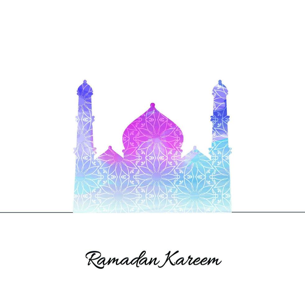 Ramadan Kareem Poster Design With Arabic Pattern Gradient Mosque Against White Background. vector