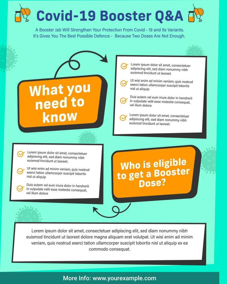 Covid-19 Booster Dose Related Question And Answer Poster Or Template Design For Awareness. vector