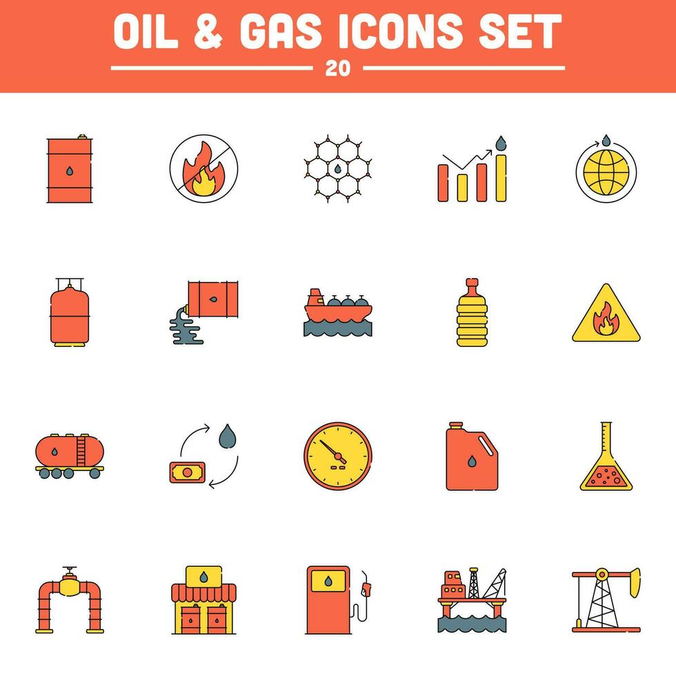 Colorful Oil  Gas Icon In Flat Style. vector