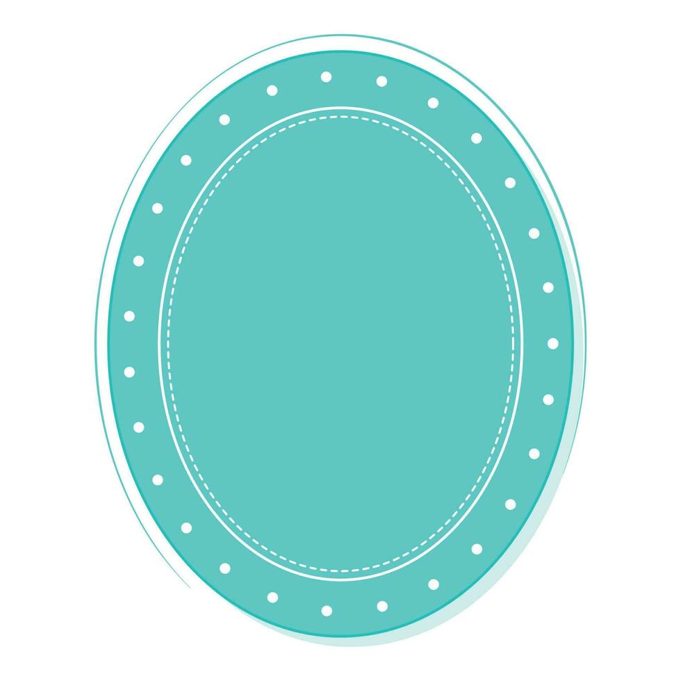 Empty Oval Frame Or Label, Sticker Element In Blue Color. vector