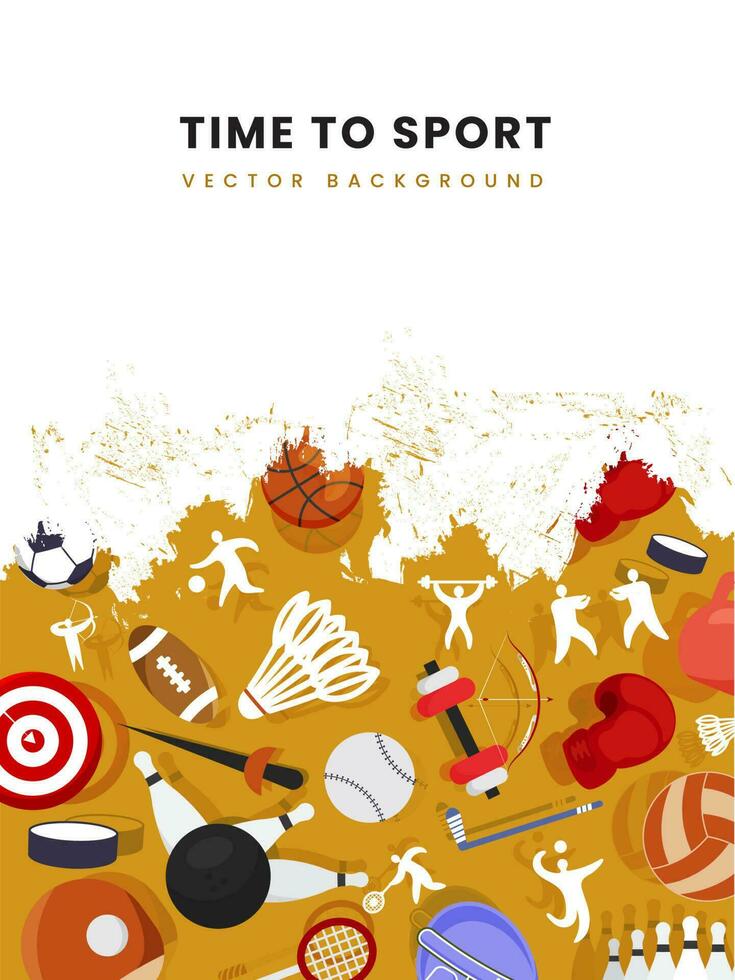 Time To Sports Background With Grunge Effect And Game Tournament. vector