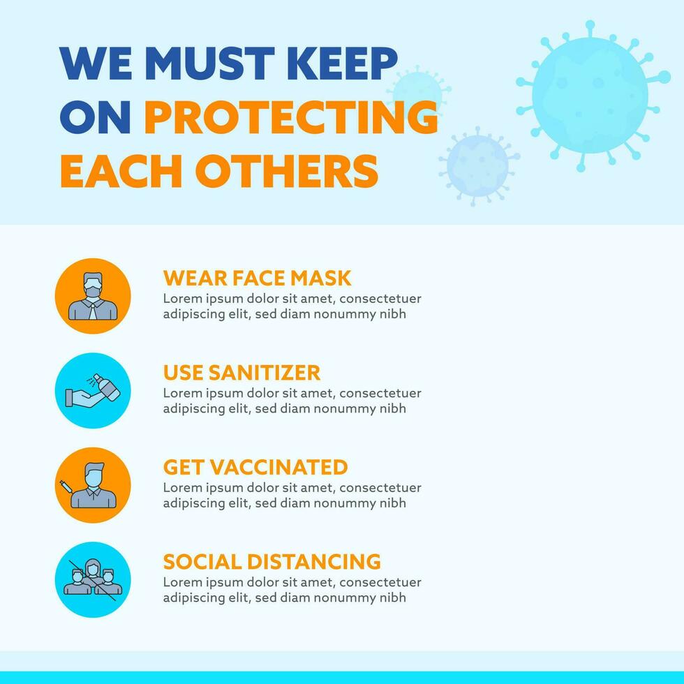 Precautions Of Avoid Omicron Like As Wear Mask, Use Sanitizer, Keep Physical Distance And Get Vaccinated. vector