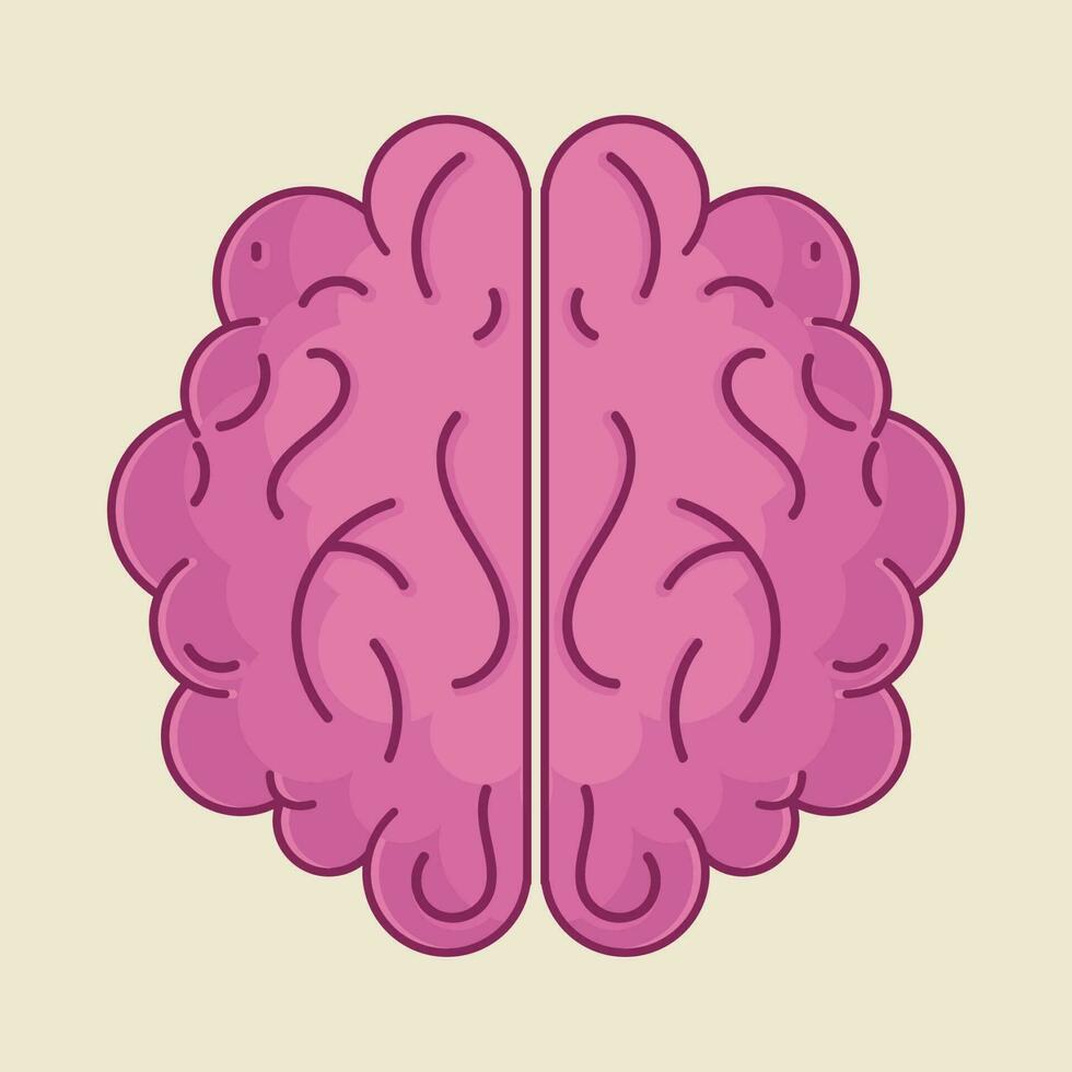 plano ilustración de un humano cerebro. vector