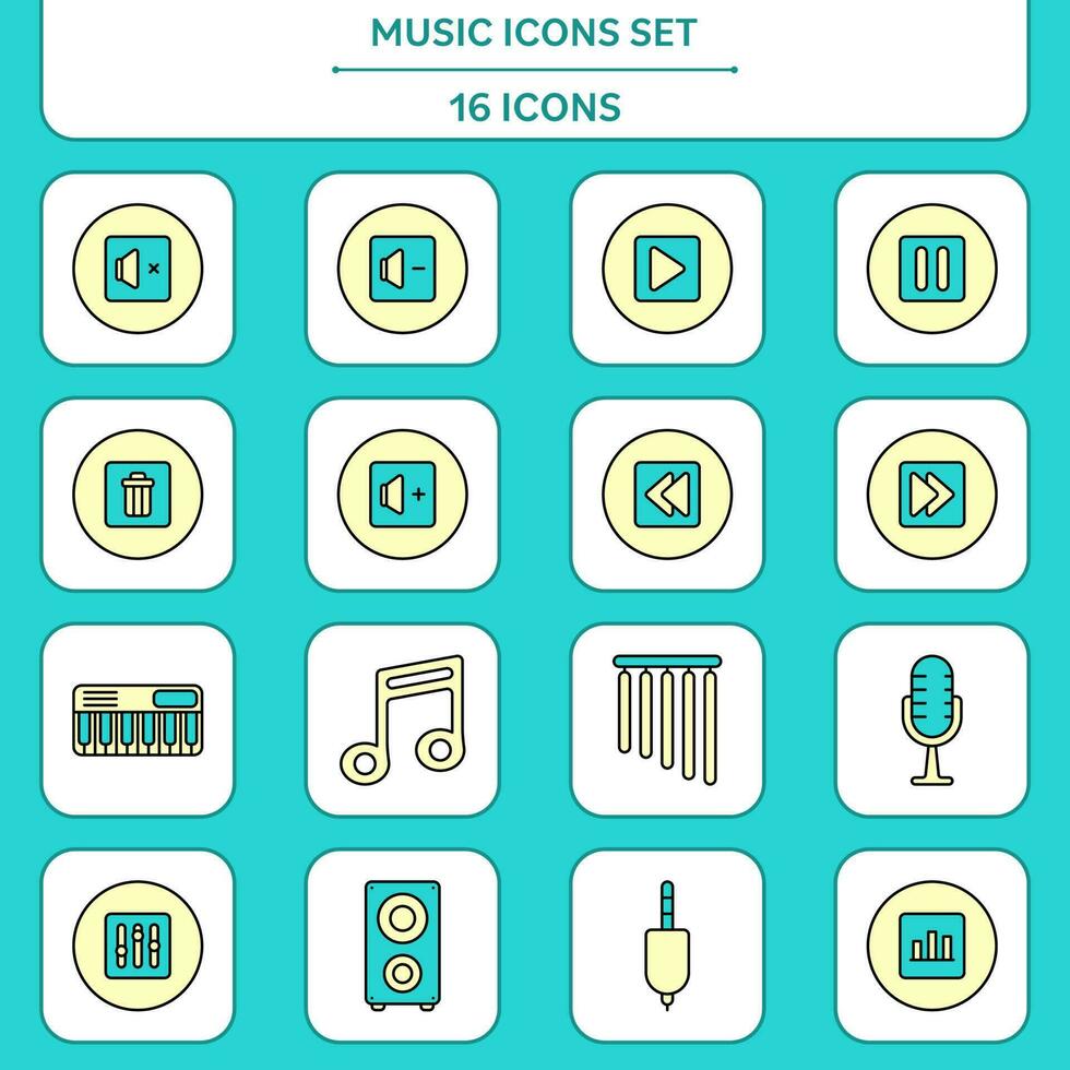 música icono o símbolo en turquesa y amarillo color. vector