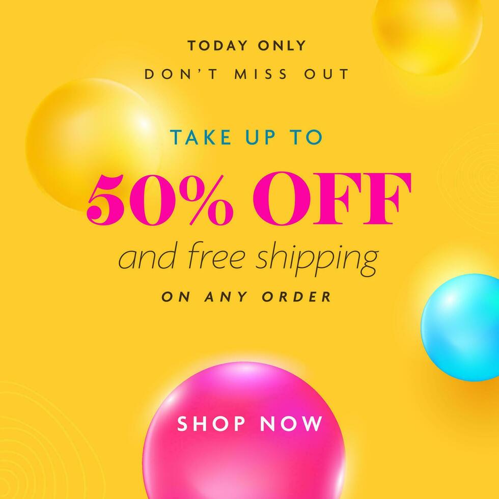 For Sale Poster Or Template Design Decorated With 3D Glossy Balls. vector