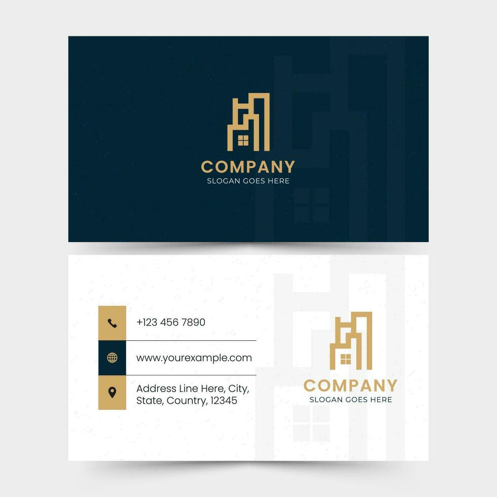 Front And Back Side Of Business Card Template In Blue And White Color. vector