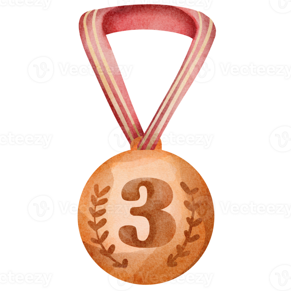 watercolor bronze medal png