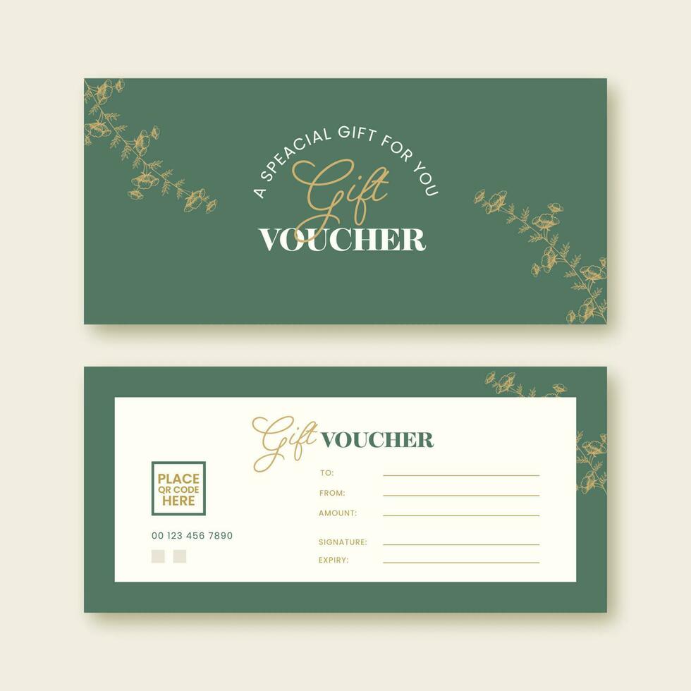 Editable Gift Voucher Banner Design In Front And Back Side. vector