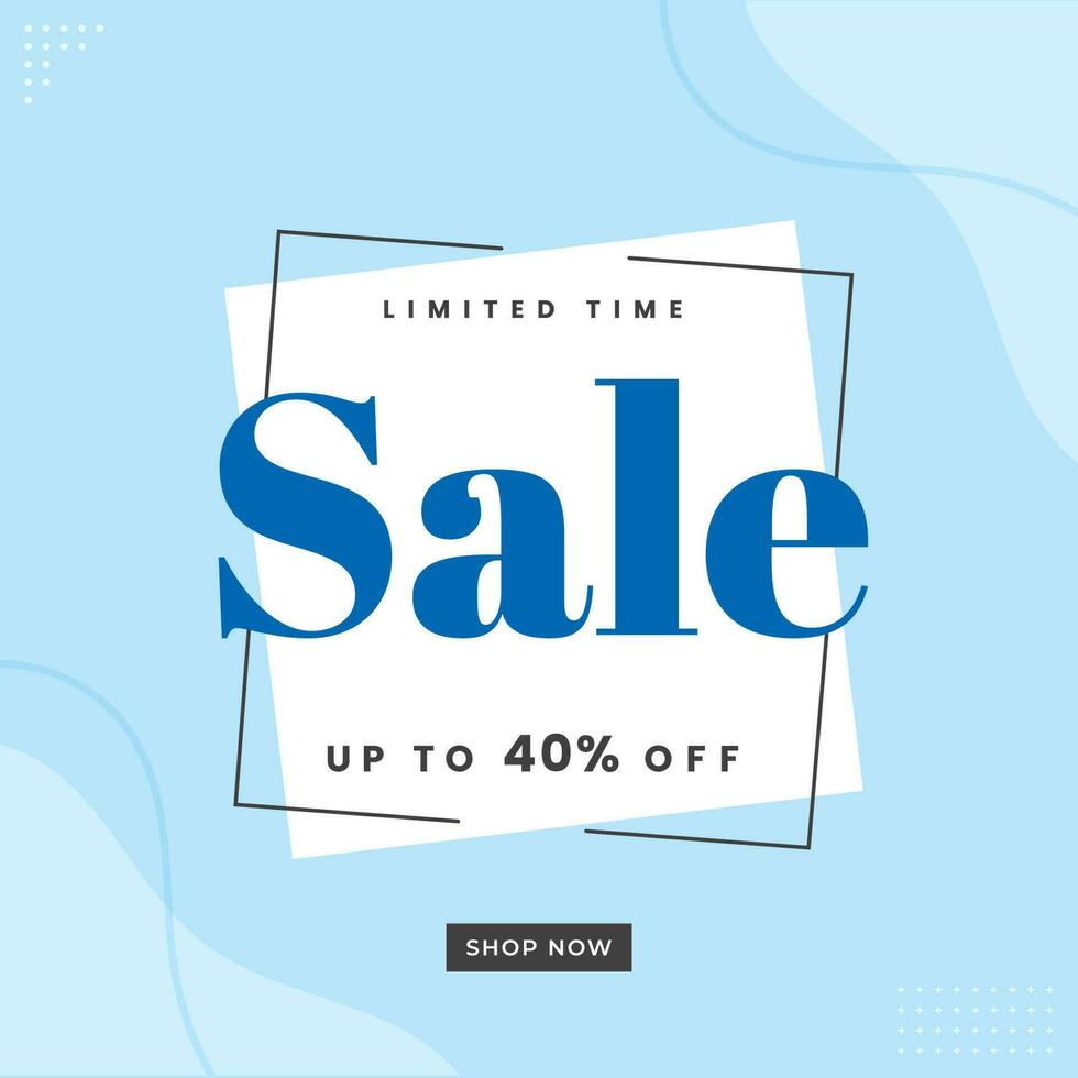 Sale Poster Design In White And Blue Color. vector