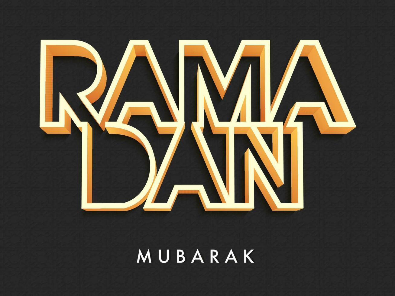 Stylish Ramadan Mubarak Font Against Black Background. vector