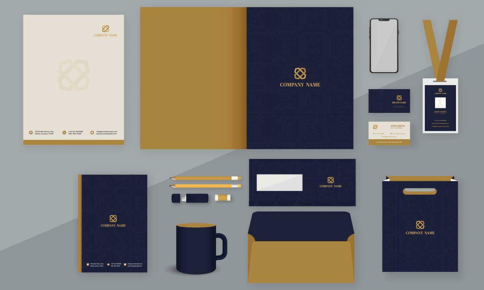 Corporate Identity Kits Presentation On Gray Background For Company. vector