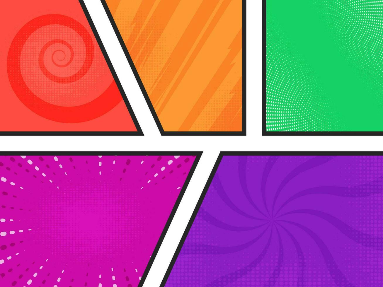 Mock-Up Of Typical Comic Book Page On Colorful Background. vector