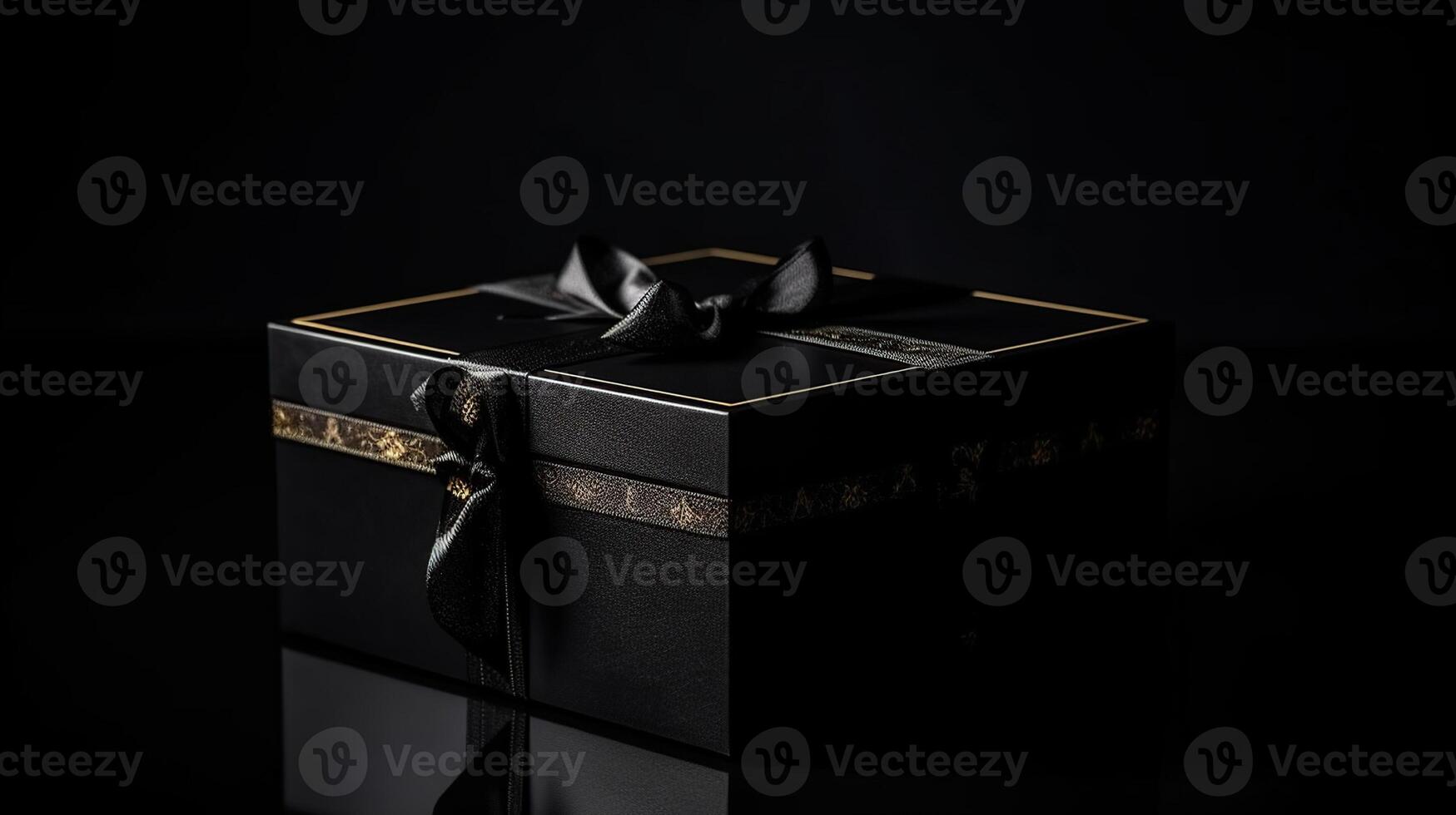 Black Friday sale, luxury gift box on black background, photo