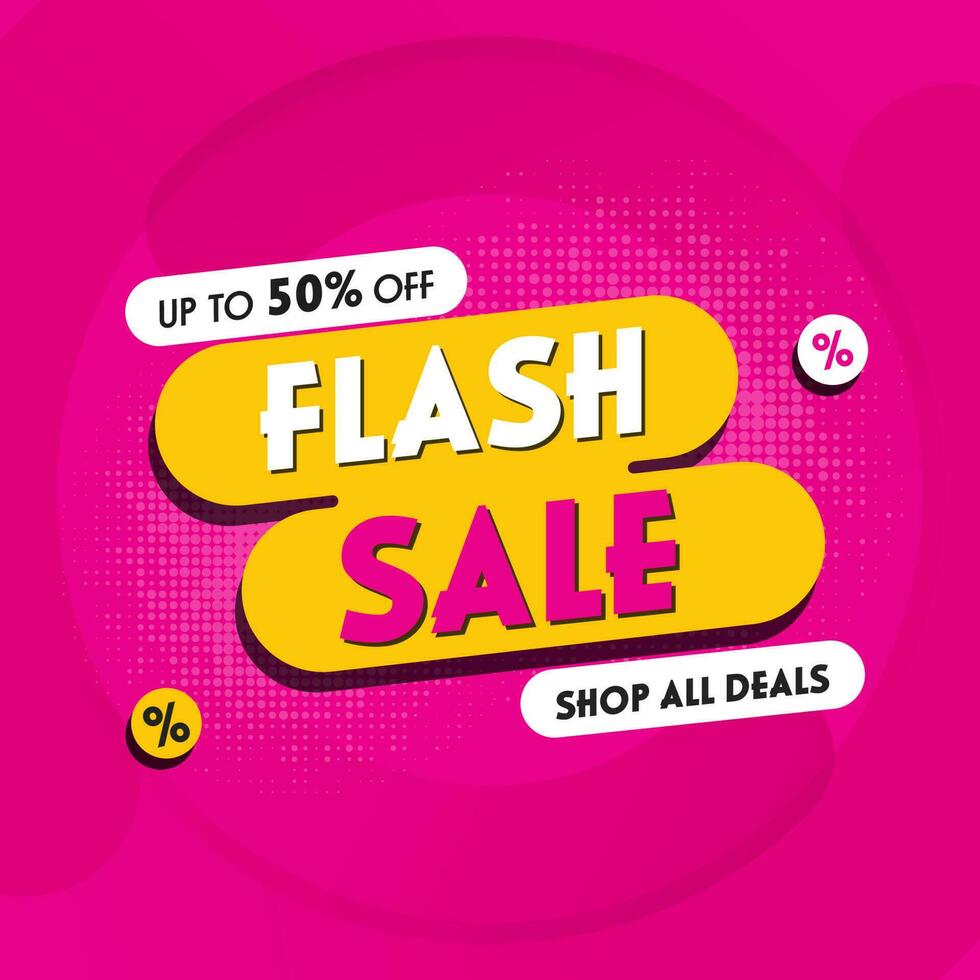 For Flash Sale Poster Design In Pink Color. vector