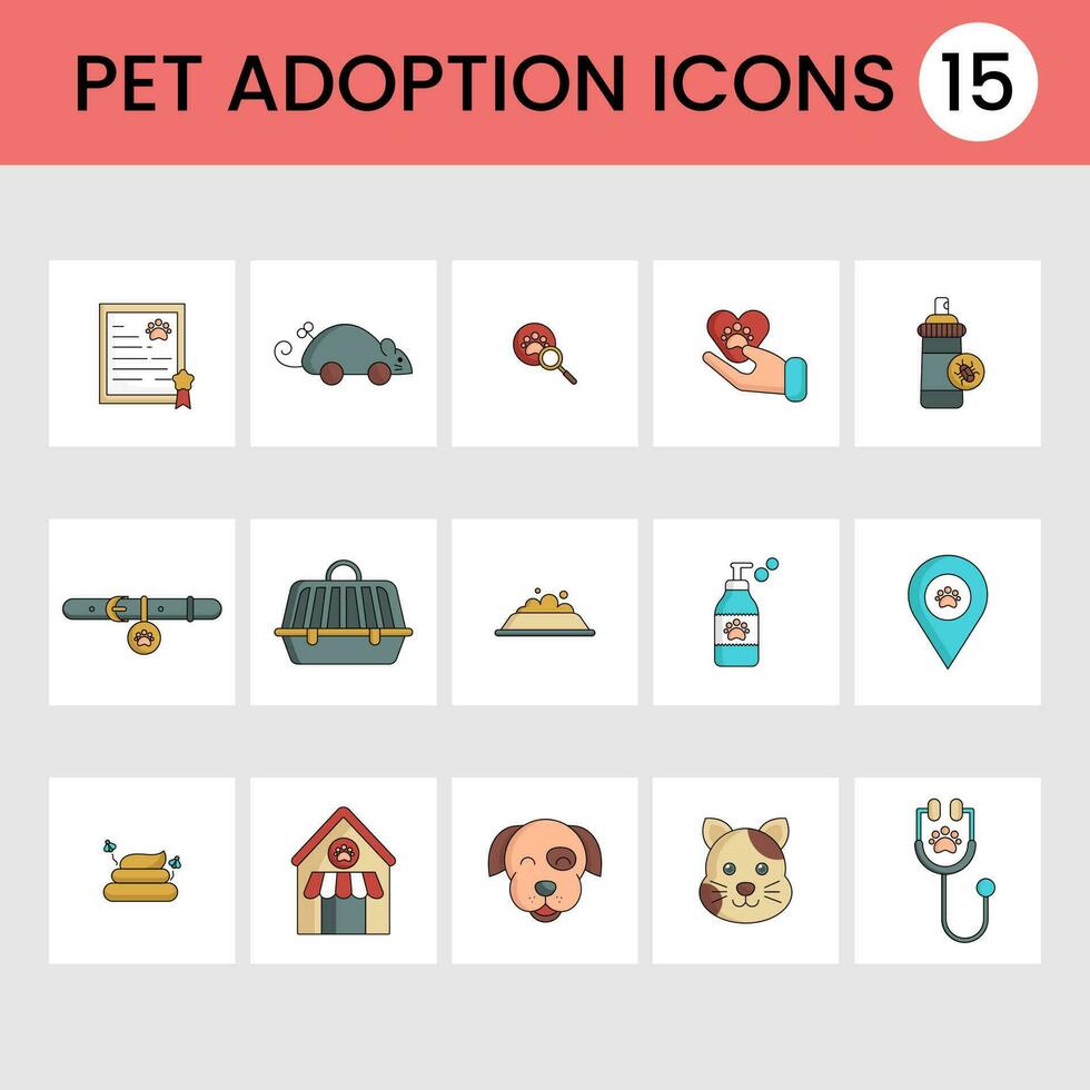 Colorful Pet Adoption Icon On White Square Background. vector