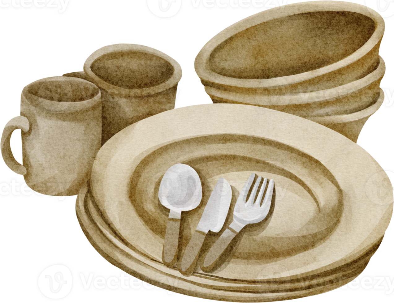 watercolor set of dish png