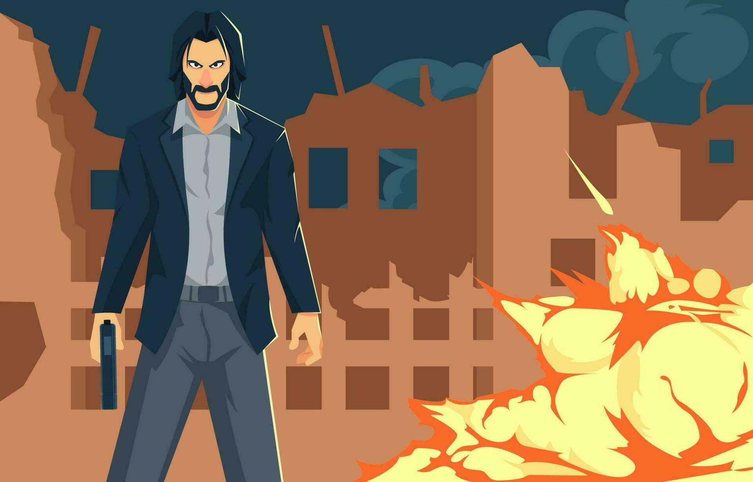 Man With Gun Concept vector