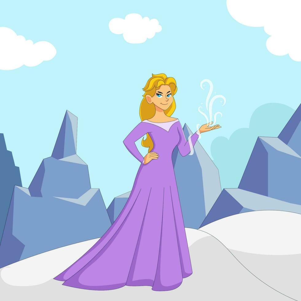 A Young Girl Controlling Ice Element vector