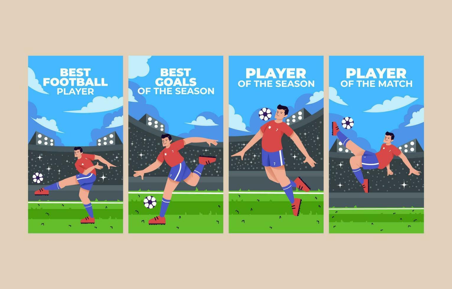 Famous Soccer Players For Social Media Story vector