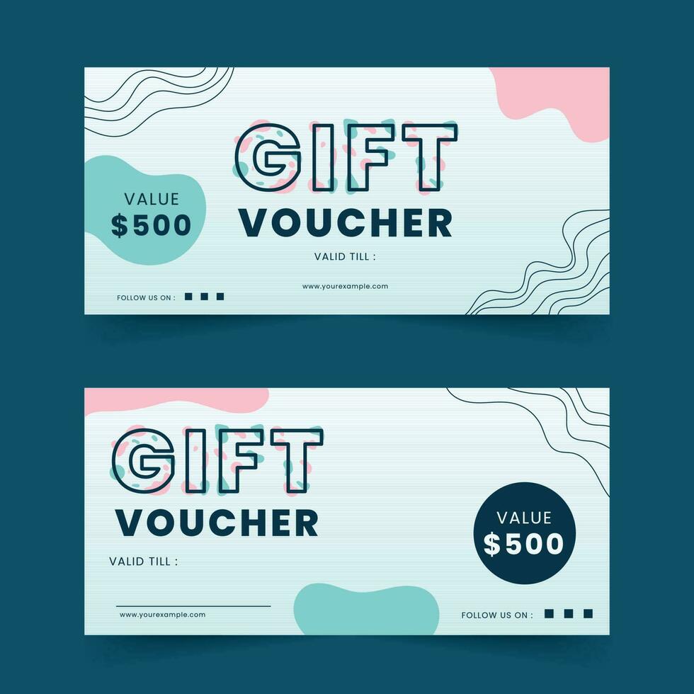 Set Of Gift Voucher Or Coupon Template Design On Blue Background. vector