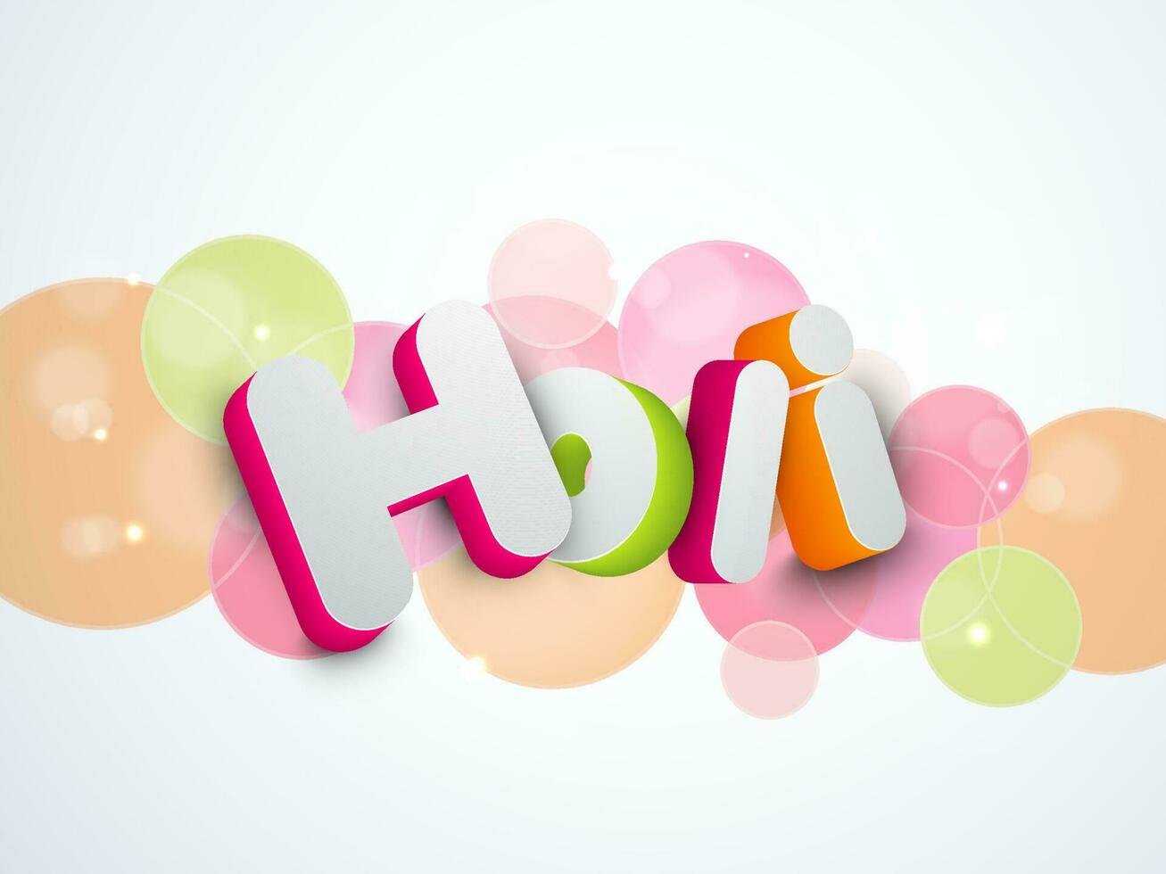 Indian festival of colours, Happy Holi concept with Shiny text Holi on Shiny Circles against White Background for Your Text. vector