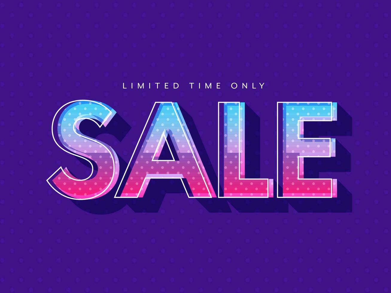 Glossy Gradient Sale Font On Purple Dotted Pattern Background. vector