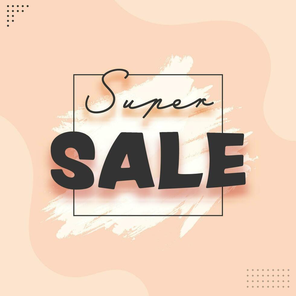 Super Sale Poster Design With White Brush Effect On Peach Background. vector