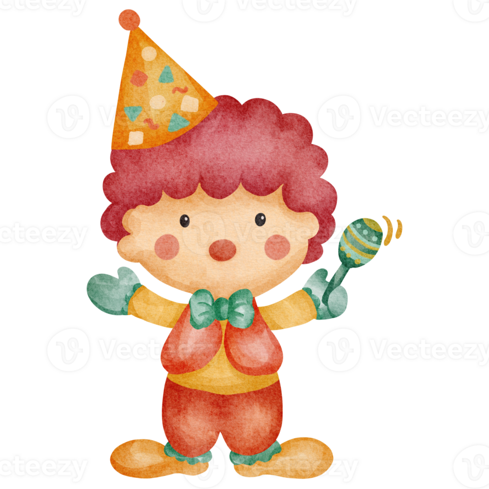 clown watercolor clip art png