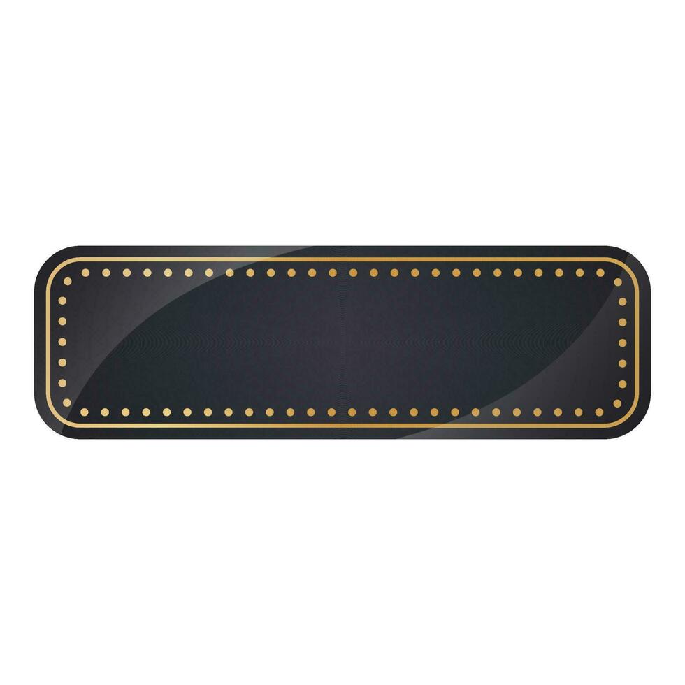 Empty Rectangle Frame In Black And Golden Color. vector