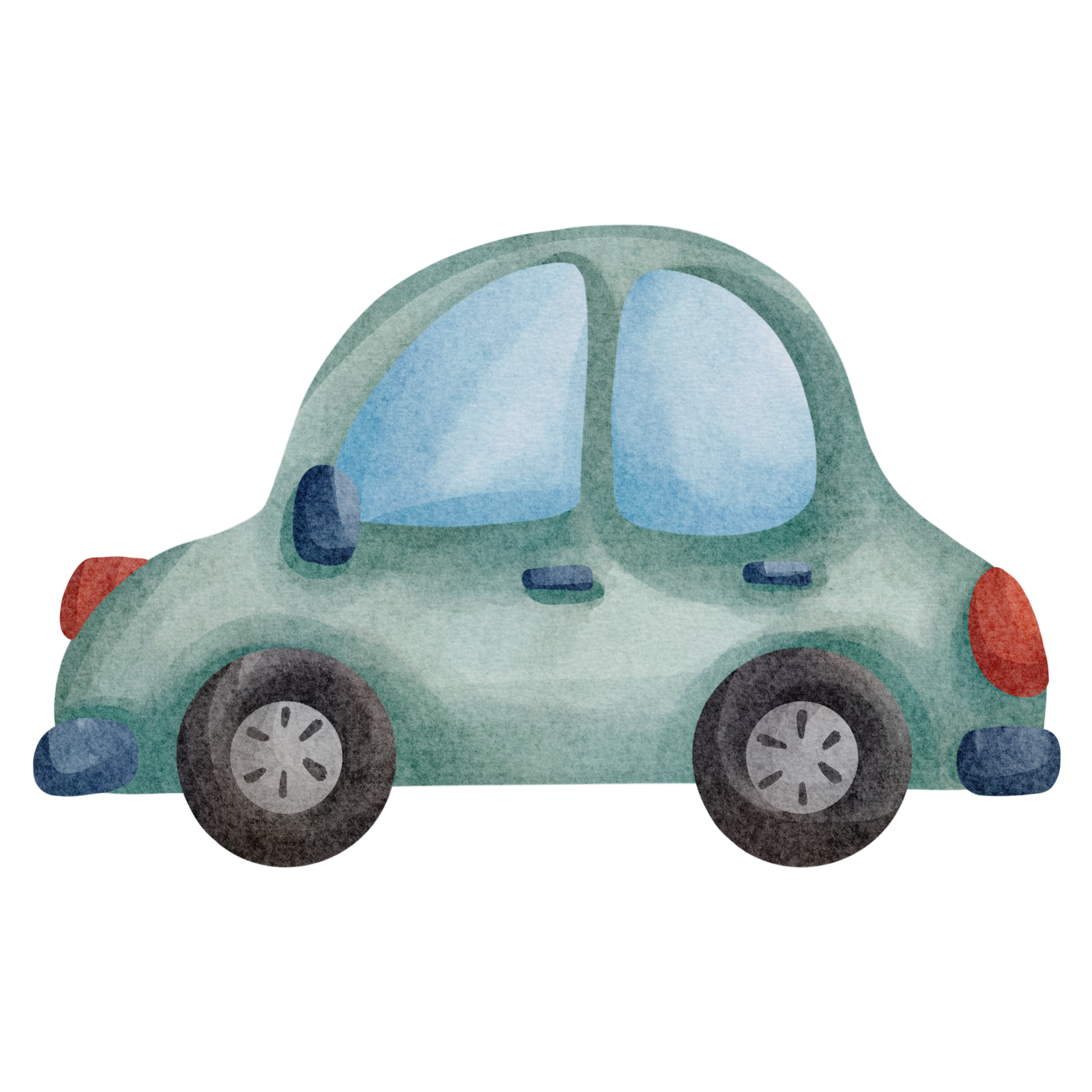 Clipart Illustration of a Blue Compact Water Powered Car Blowing