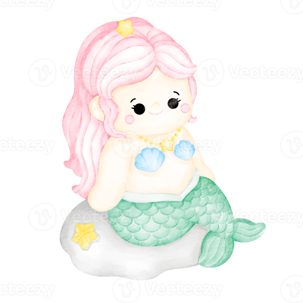 mermaid watercolor clip art png